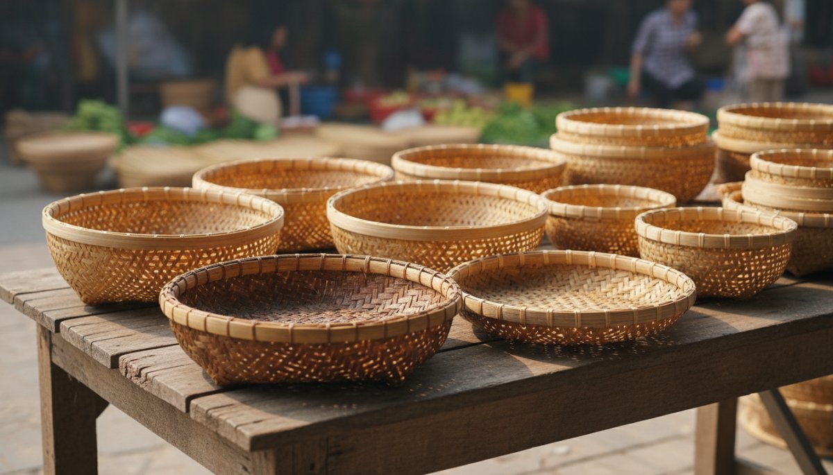 ベトナム雑貨 竹製品 ラタンバスケット 手工芸品