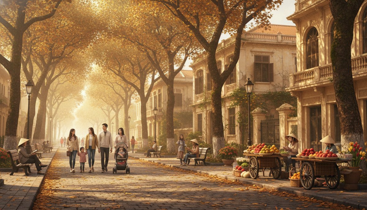 ハノイの秋の快適な気候と観光風景