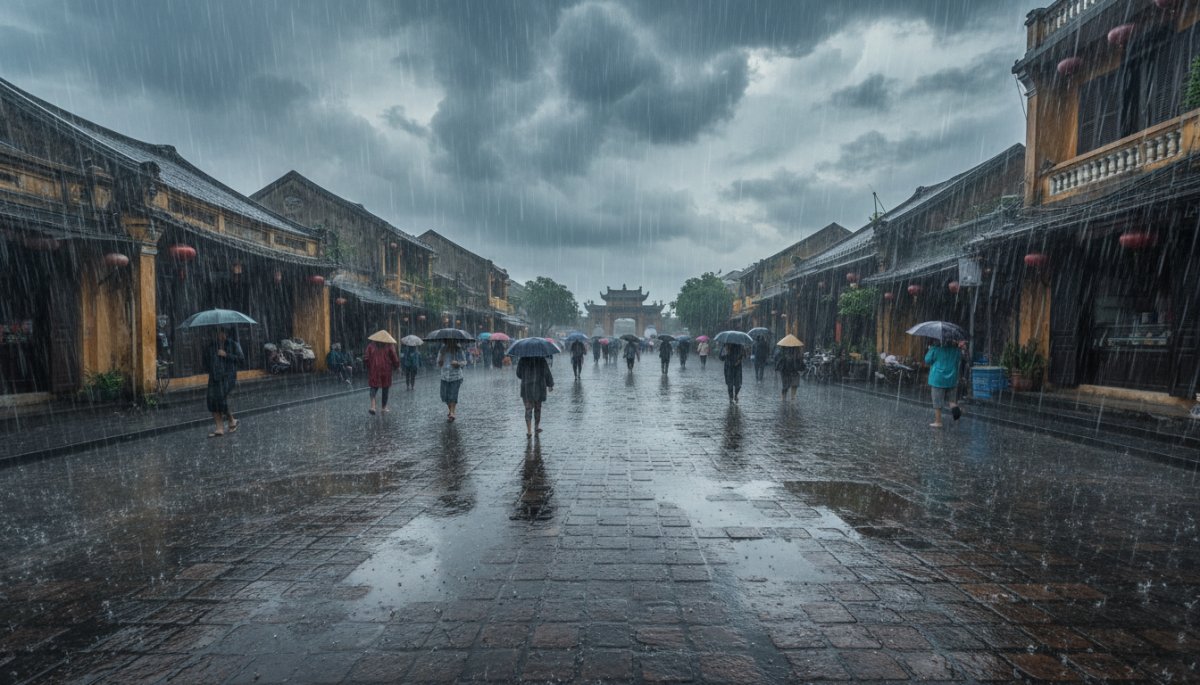 ハノイの雨季のスコールと高温多湿な気候