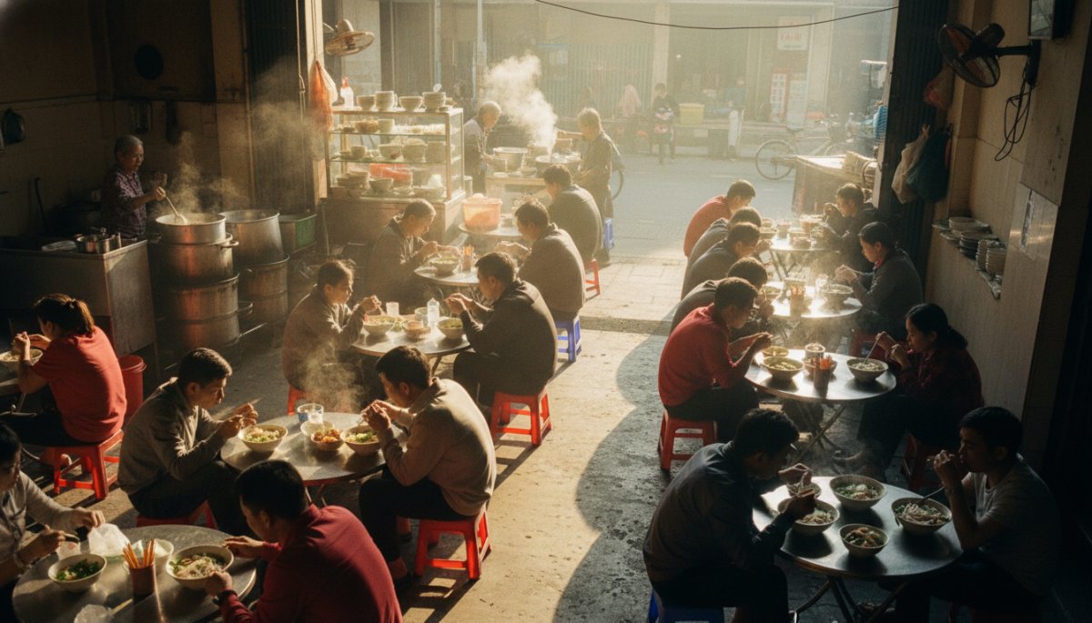 ハノイ旧市街のローカル食堂風景