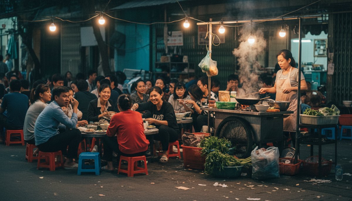 地元の人々で賑わうハノイの屋台