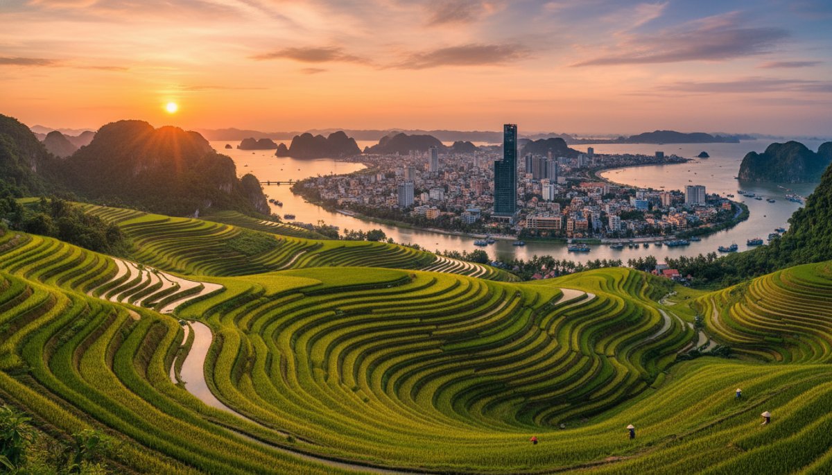 ベトナムの美しい風景と都市の全景
