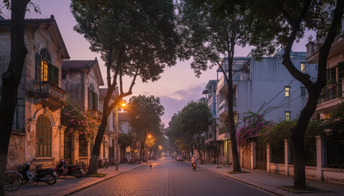 ハノイの安全な宿泊地区と街並み