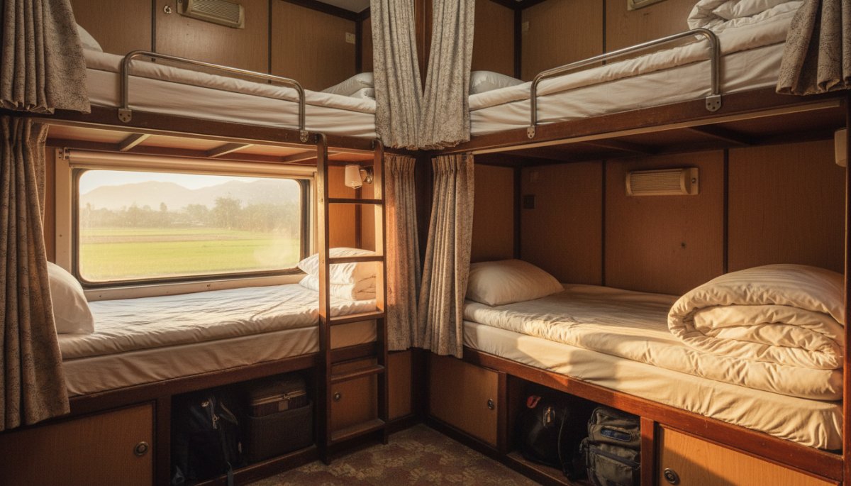 ベトナム鉄道の寝台車内の様子