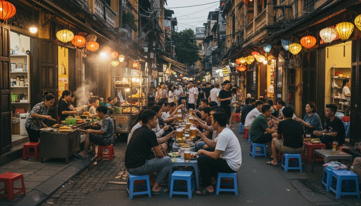 ハノイ タヒエン通り ビアホイ 生ビール ストリートフード