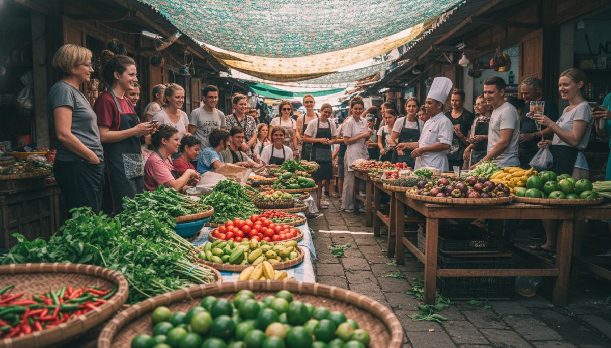 ベトナム料理教室の市場ツアー体験