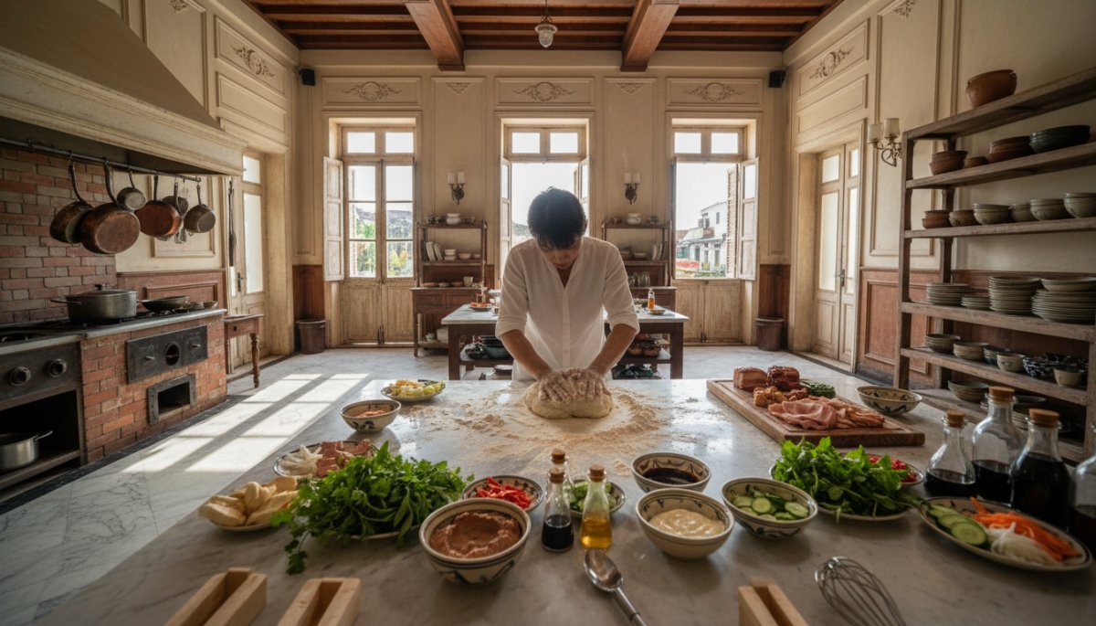 ホイアンの料理教室でバインミー作り体験