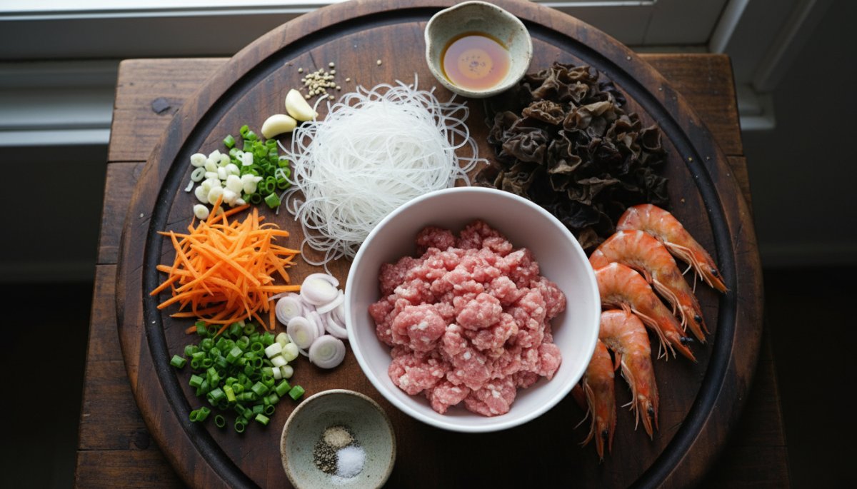 チャーゾー具材豚ひき肉エビ春雨野菜