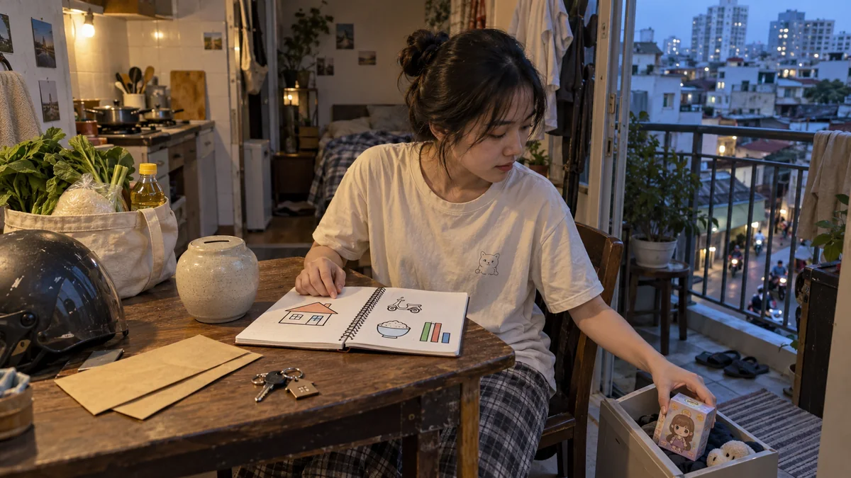 家賃や交通費を見直して支出を整理するベトナムの若者